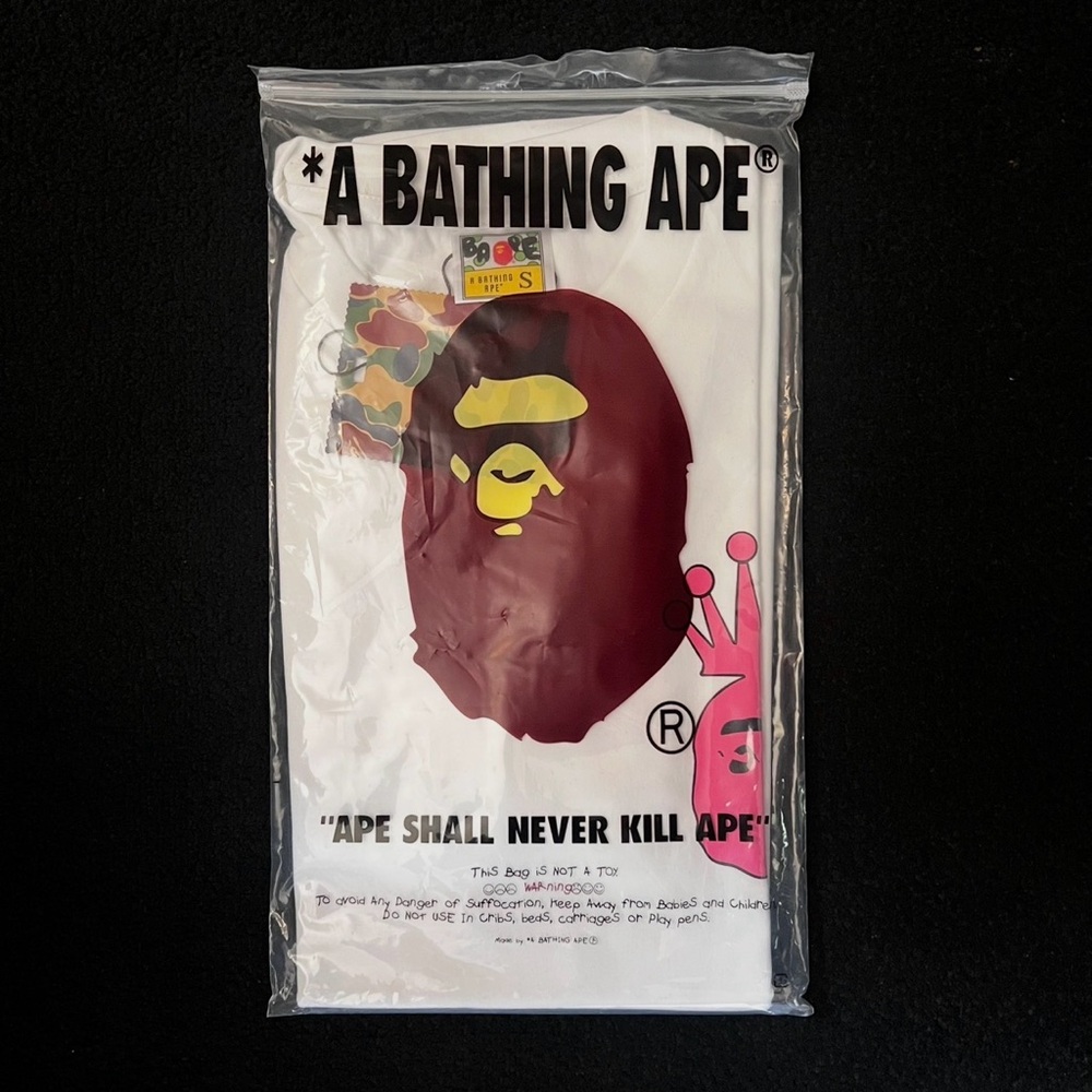 Bape White and Red Short Sleeve Tee